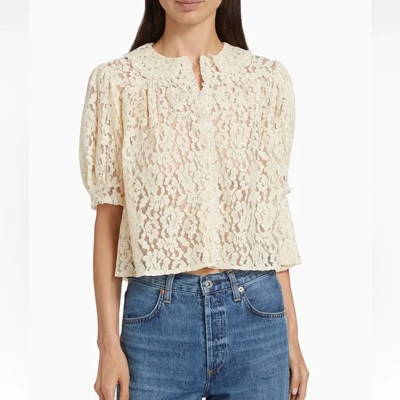 DÔEN Lenore Lace Short-Sleeve Blouse - Picture 4 of 14